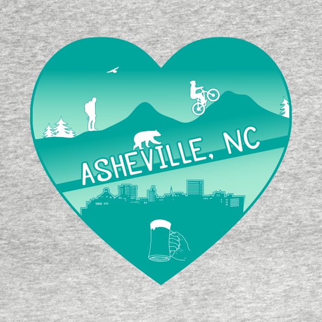 I Love AVL - Heart Cityscape - GREEN NA 08 by AVL Merch